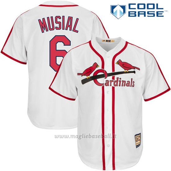 Maglia Baseball Uomo St. Louis Cardinals Stan Musial Big Tall Cooperstown Bianco Cool Base